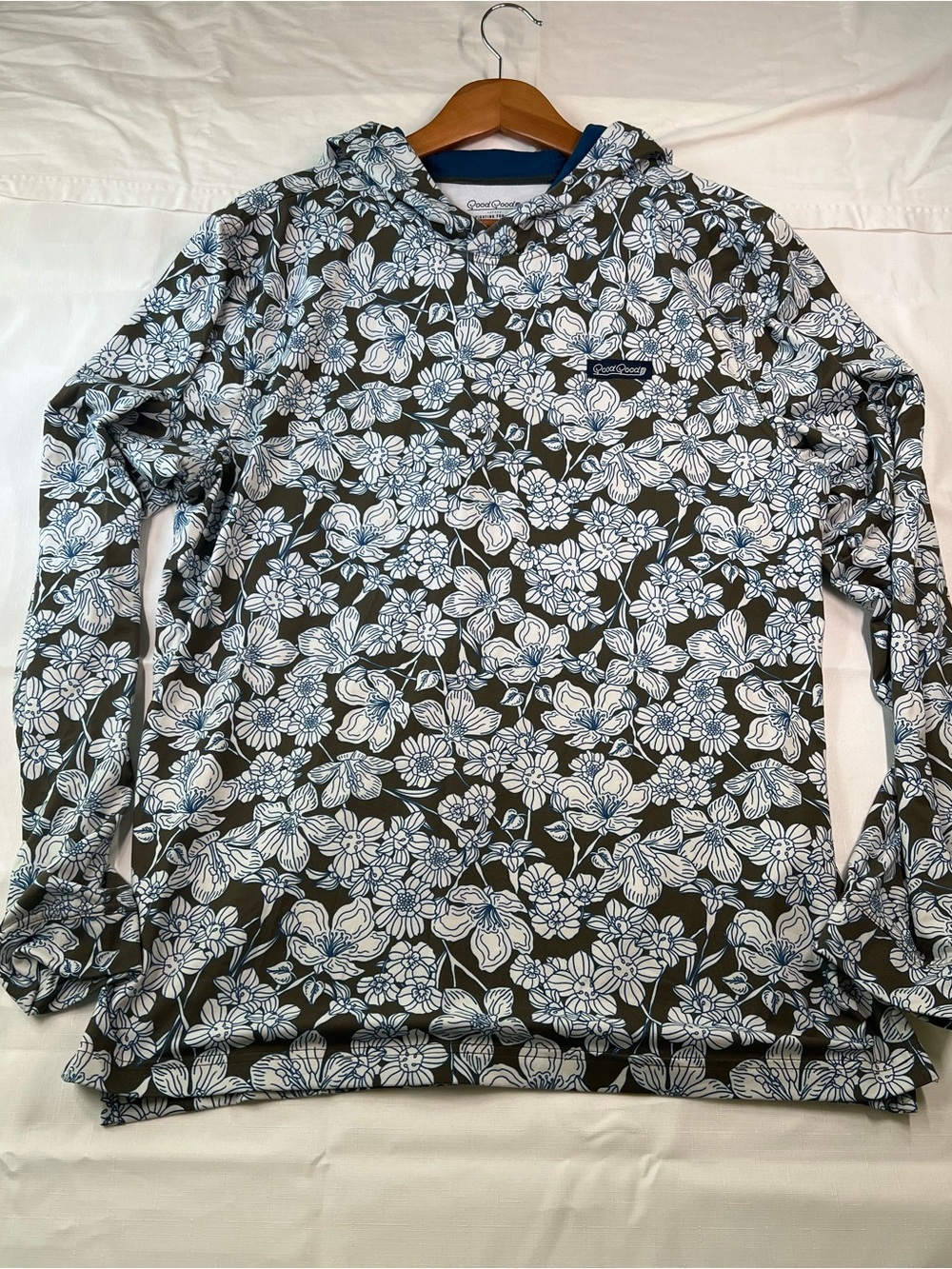 Good Good Golf Men's Floral Crewneck Sweater Hoodie - Olive with White Floral